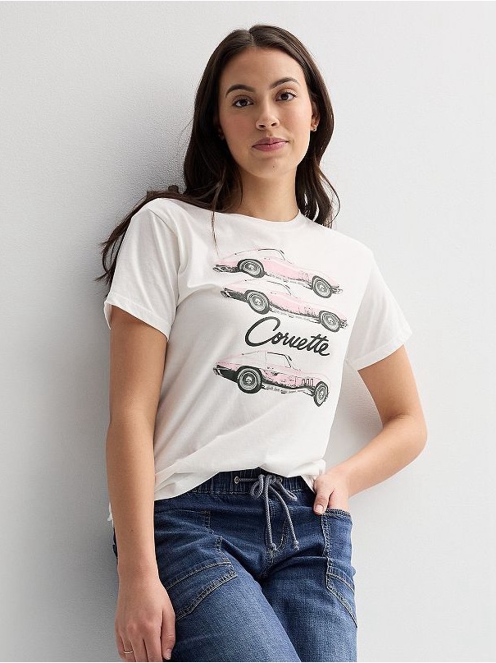 White Corvette Graphic Tee - Junior’s